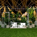 Elegant Check-in Experience At Grand Stage With Golden Lighting For Live Concert Event