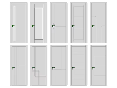 Modern Hinged Door Designs Featuring Various Panel Styles for Home Interior 3d model