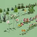 Colorful Assorted Flowers And Green Herbaceous Plants With Foliage In Garden