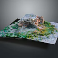 Rocky Terrain Model With Green Vegetation And Textured Ground Surface 3d model