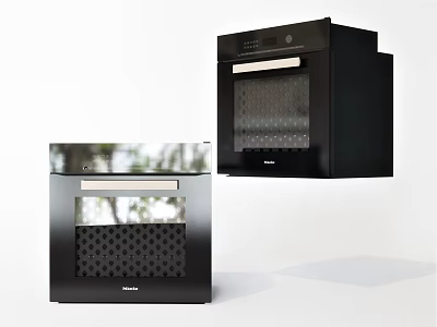 Black Kitchen Appliances With Glass Door And Modern Sleek Design Features 3d model