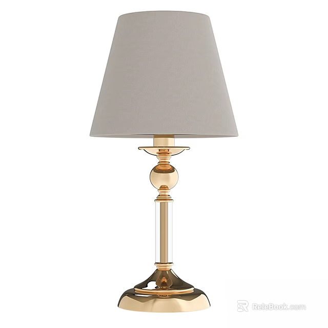 Elegant Table Lamp With Gray Lampshade And Gold Stand Base Design 3d model