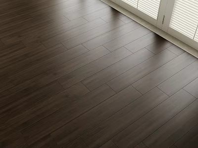 Dark Wood Flooring In A Bright Modern Interior With Windows 3d model