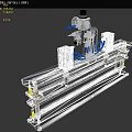 Industrial Equipment With Orange Base Silver Cylinders Metal Frame And Mechanical Components
