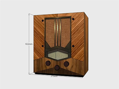 Retro Wooden Speaker Cabinet With Classic Grille Design And Natural Wood Finish 3d model