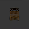 Wicker Armchair With Striped Weave And Black Metal Frame For Living Space
