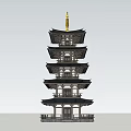 Traditional Multi Story Pagoda With Overhanging Eaves Golden Spire And Balconies