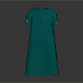 Green Short Sleeve Dress With Sequin Embellished Sleeves Soft Fabric Side Pockets Elegant Style