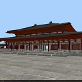 Traditional Chinese Ancient Architecture With Curved Eaves Red Columns Gray Tiled Roof