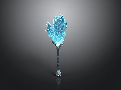 Ice Crystal Torch With Blue Flaming Light And Decorative Silver Base 3d model