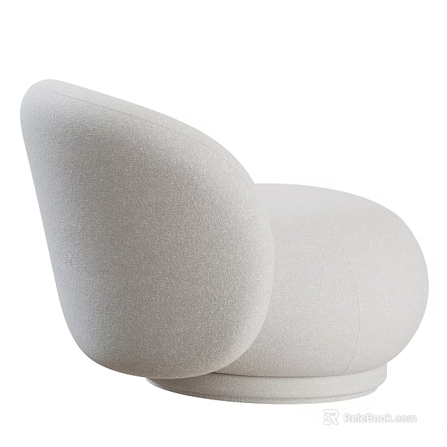 Modern Upholstered Single Sofa With Rounded Shape Light Beige Fabric And Curved Design For Stylish Interior 3d model 