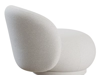Modern Upholstered Single Sofa With Rounded Shape Light Beige Fabric And Curved Design For Stylish Interior 3d model
