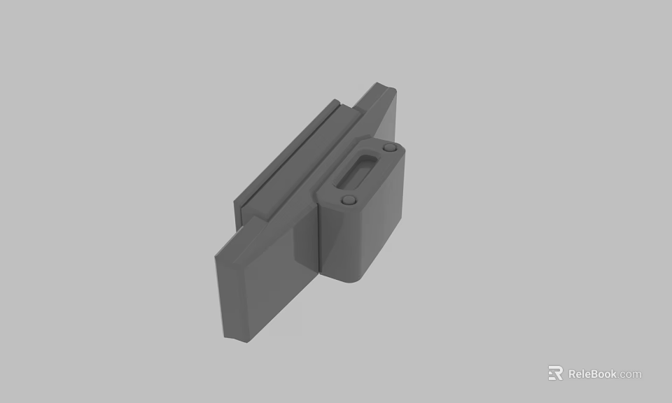 Gray Rectangular Mechanical Component 3D Model With Slot And Structural Design 3d model 