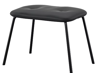 Black Sofa Stool with Padded Seat and Slim Metal Legs Modern Design 3d model