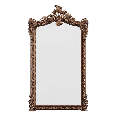 Antique Mirror With Ornate Carved Frame And Intricate Decorative Details 3d model