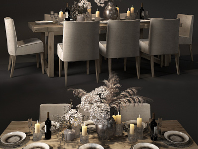 Modern Dining Table and Chair Combination Solid Wood Dining Table and Chair Combination model