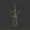 Brownish Military Towed Artillery Weapon With Gun Barrel Wheels And Steel Frame