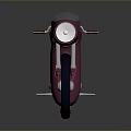Modern Pink And Purple Motorcycle With Orange Seat Round Headlight And Black Wheels