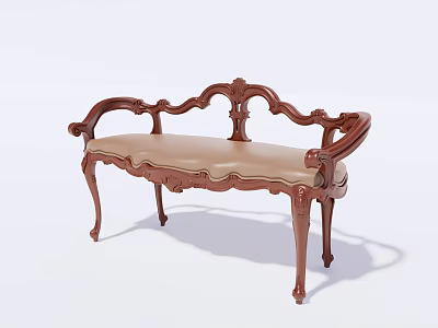 Classic Single Sofa With Carved Wooden Frame And Beige Cushion Design 3d model