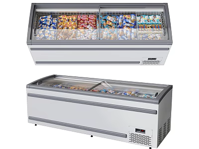 Commercial Display And Chest Freezers In Stainless Steel For Frozen Foods Storage 3d model