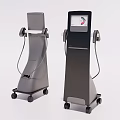 Modern Standing Medical Devices With Digital Display Screen Wheels And Connecting Cables 3d model