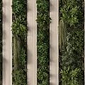 Decorative Vertical Greenery Wall With Varied Plants And Light Panels 3d model