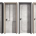 Modern Interior Hinged Doors Featuring Wooden Gray Panel And Line Pattern Designs 3d model