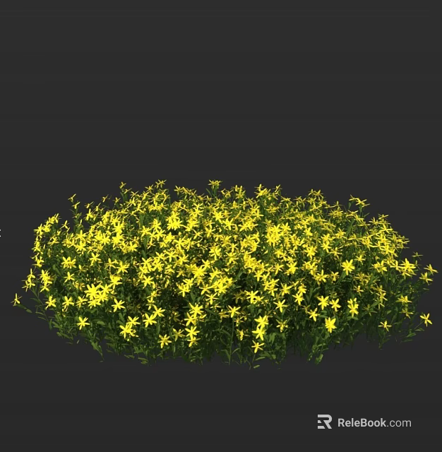 Vibrant Yellow Flowers in Dense Circular Cluster Against Dark Background 3d model 