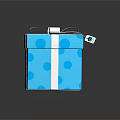 Blue Polka Dot Gift Box With White Bow And Decorative Tag For Daily Use