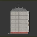 3D Rendered Apartment Building Model With White Exterior Red Base Gray Roof And Multiple Windows