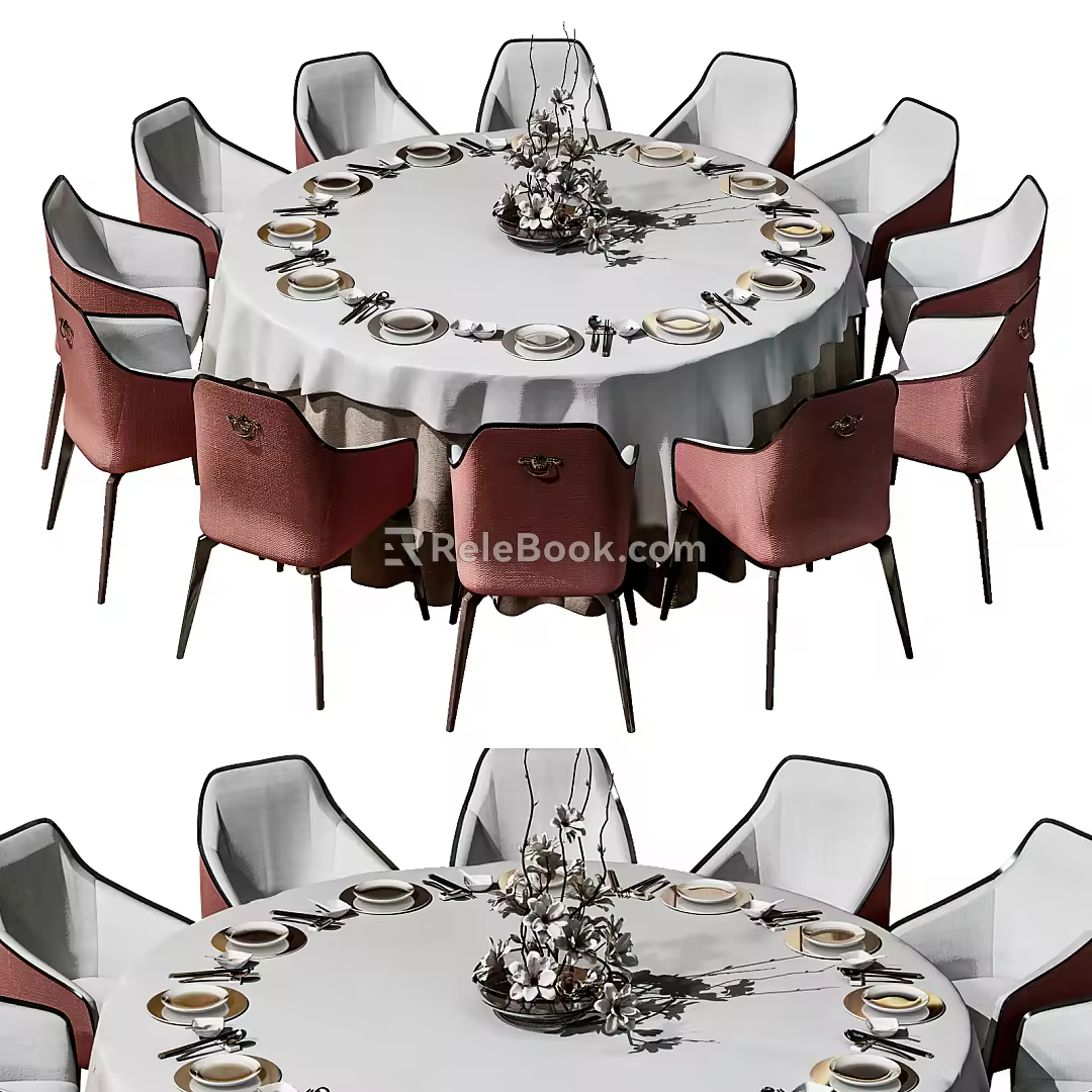 New Chinese Dining Table and Chair Combination Dining Table and Chair 3d model