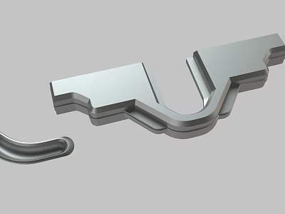 3D Model of Industrial Mechanical Component With Curved Structure And Metallic Finish 3d model