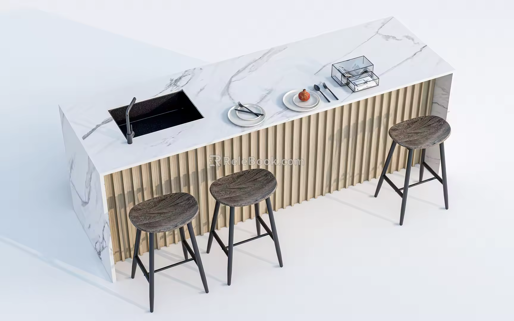 Modern Bar Chair Combination Bar Island Table Water Bar Table Chair Middle Island Bar Table 3d model