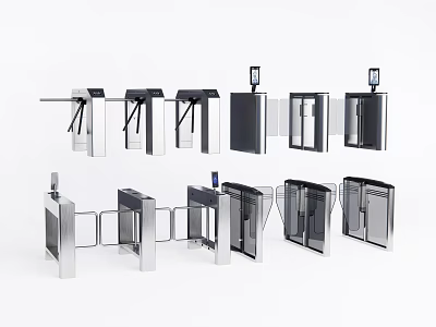 Public Facilities Turnstile Access Control Systems With Different Designs And Security Features 3d model