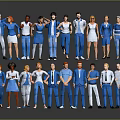 Group of Diverse 3D Characters with Different Ages Genders and Outfits