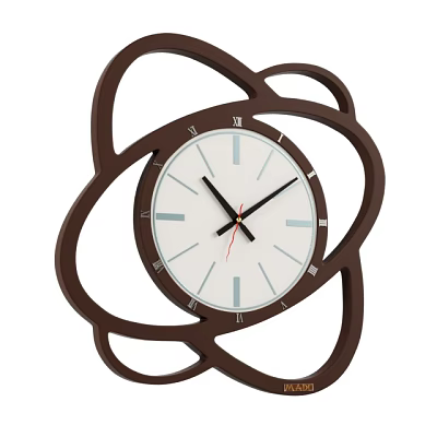 Modern Abstract Design Wall Clock With Brown Circular Frame And White Dial 3d model
