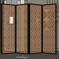 Modern Decorative Room Divider With Metal Frame And Geometric Laser Cut Patterns 3d model