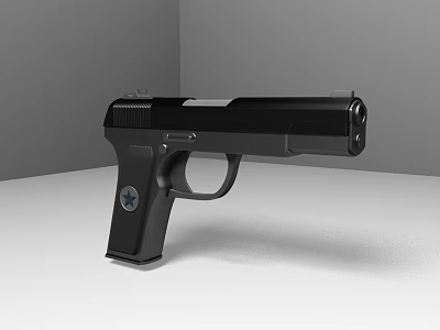 Black Modern Pistol With Ergonomic Grip And Star Emblem Isolated On White Surface 3d model
