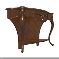 Elegant Traditional Wooden Console Table With Ornate Carved Details And Curved Legs Design