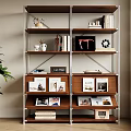 Modern Wooden Multi Tiered Bookcase With Books Magazines And Decorative Items