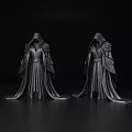 Black Hooded Robe With Long Flowing Sleeves And Stylish Silhouette Design