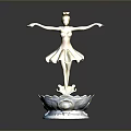 Golden Ballerina Shaped Decorative Furniture Piece With Blue Accent Base