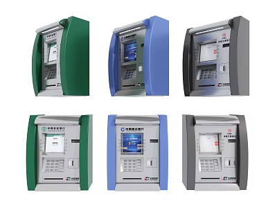 Public Facilities ATM Machines With Various Colors And Modern Design Features 3d model