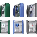 Public Facilities ATM Machines With Various Colors And Modern Design Features
