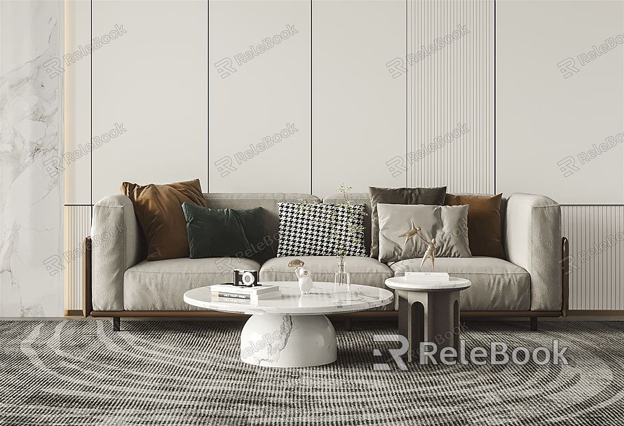 Modern Three-seat Sofa Fabric Three-seat Sofa model