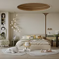 Cozy Kids Room Interior With Bed Stuffed Toys Bookshelf And Green Armchair