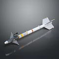 Advanced Military Missile Weapon With White Body Orange Band Tail Fins And Nose Cone