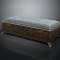 Ornamental Decorative Set with Intricate Carved Patterns and Vintage Metallic Storage Box