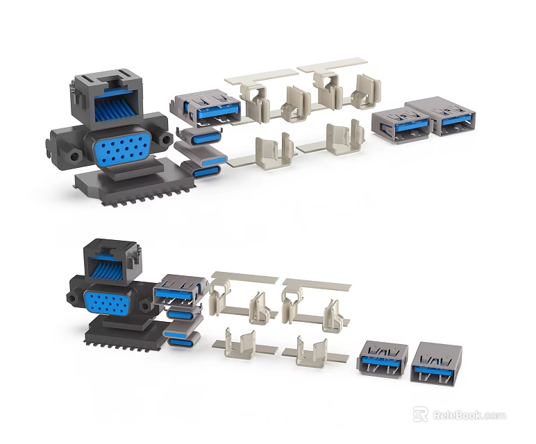 Phone Digital Accessories With Various USB Connectors And Modular Interface Components 3d model