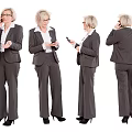 Multiple Businesswomen in Professional Suits Talking on Phones Using Smartphones From Various Angles